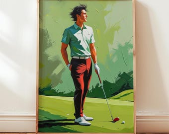 Golf Player - Sports Print - Gift for Golfer - Putting Poster - Golf Artwork, Golf Man - Abstract Decor
