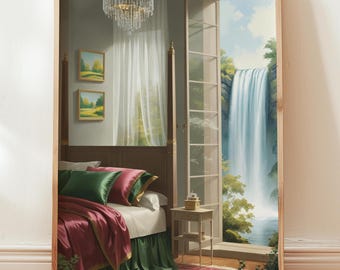 Bedroom poster – Original wall decoration poster – Dreamlike illustration – Gift idea for fantasy lovers – Waterfall poster