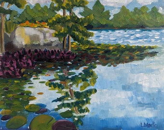 Original Oil Painting, Quiet Cove, Impressionist painting, 8 by 10 inches, alla prima, unframed, by Laurel Martin