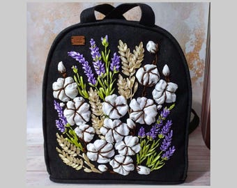 Embroidered Backpack - Unique Artisan Embellished Ethnic Look -Fully Fine Cotton Bird Pattern Women main image 4
