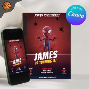 Spiderman Invitation | Editable Spiderman Birthday Party Invitation | Printable Spiderman Invite | Unique Spiderman Theme