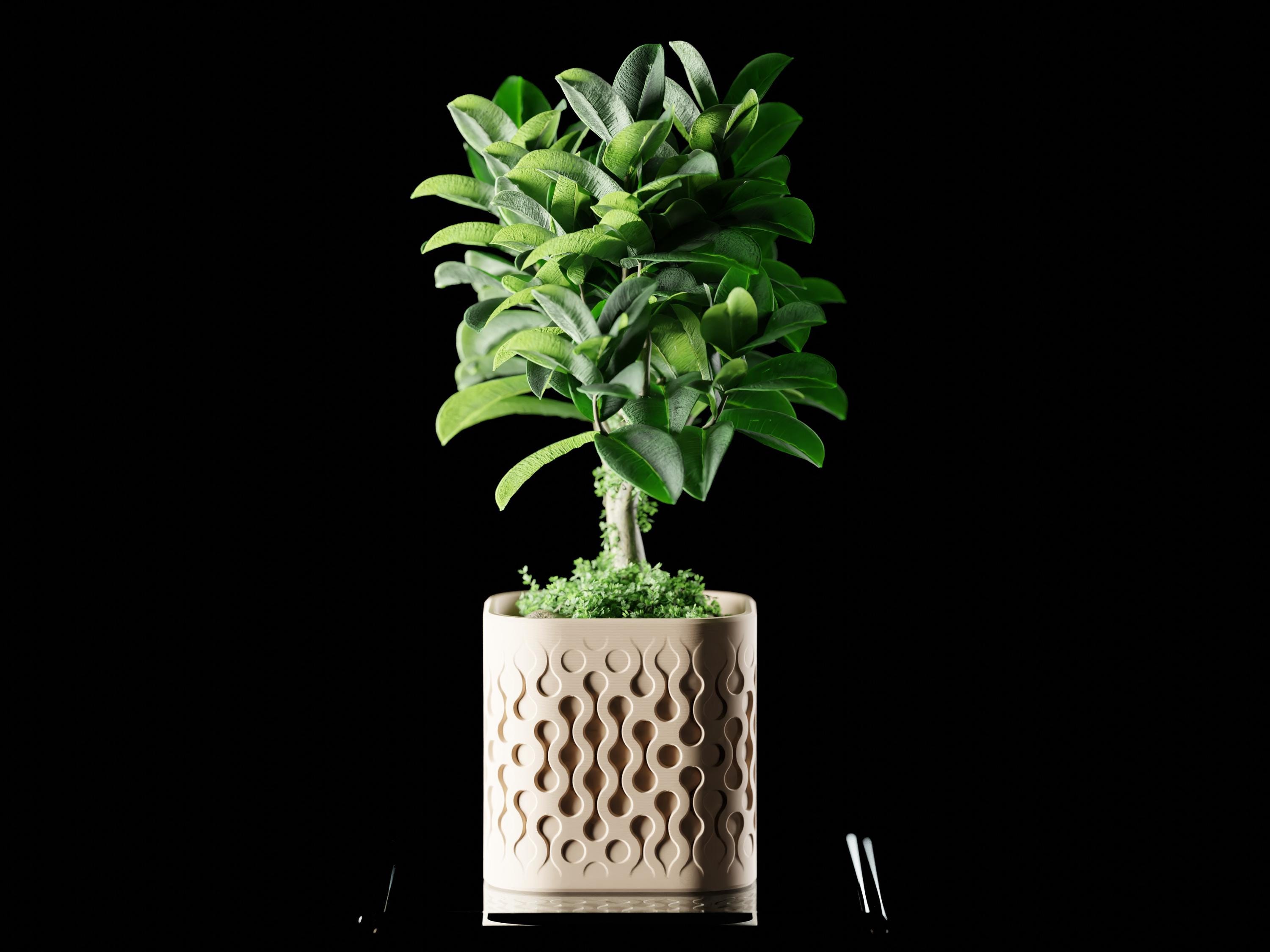 Flowform Modern 3D Printed Planter – Abstract Square Plant Pot ...