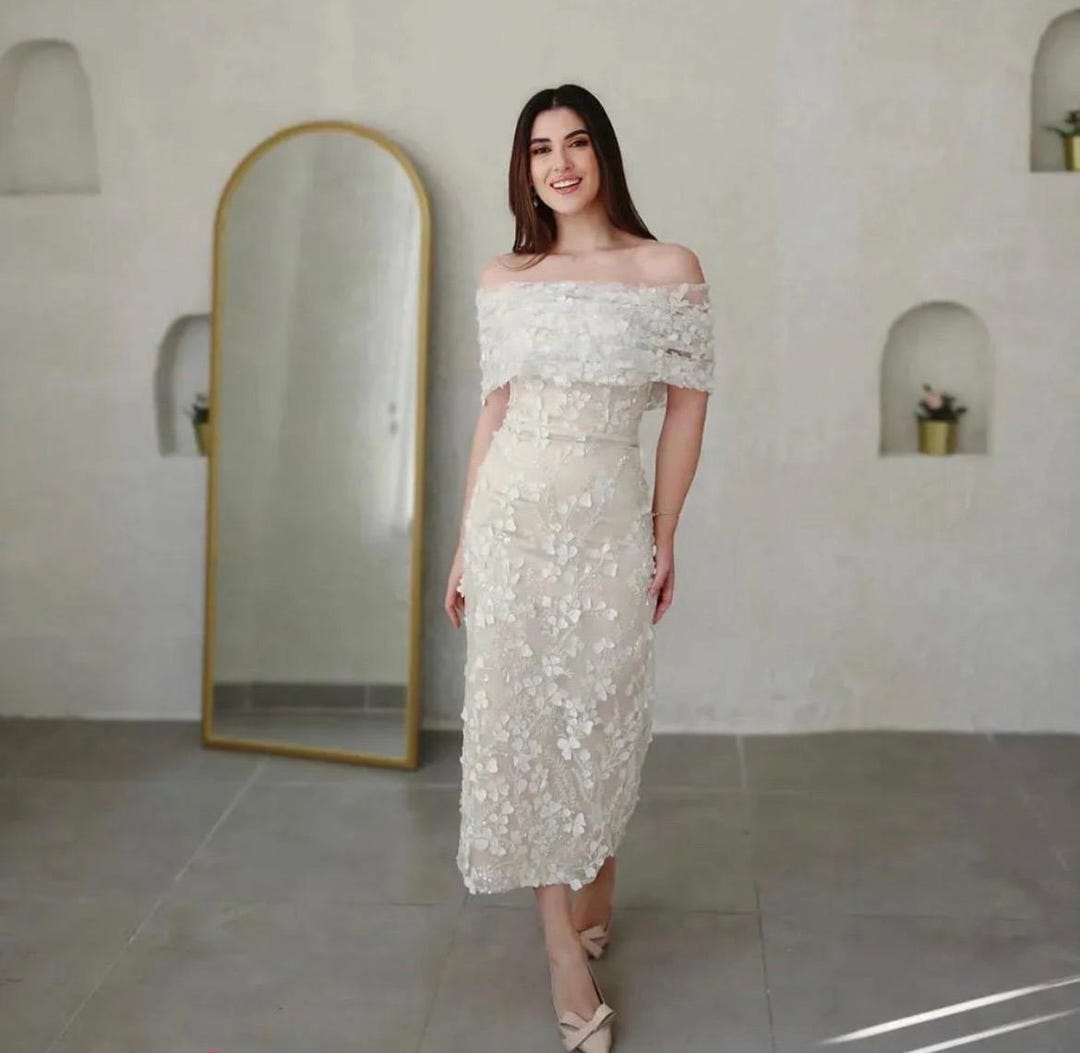 Asymmetrical Off-Shoulder Satin Gown Champagne main image 1
