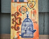 Mixed Media Postcard, Original Assemblage Mail Art, Be Love Collage For Valentine's Day, One Of A Kind Postcard For Your Sweetheart