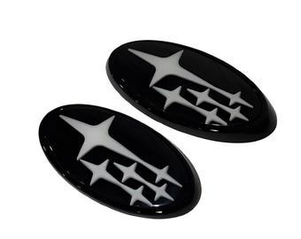 WRX / STI Front & Rear Emblem Kit (2015-2021) – Black with White Stars - Premium Quality Replacement Badge Set