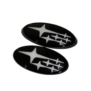 WRX/STI Front and Rear Badge Emblem Set (2015-2021) – Black with White Stars