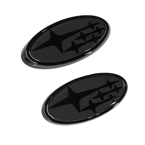 WRX/STI Front and Rear Badge Emblem Set (2015-2021) (Dark Gray with Black Stars)