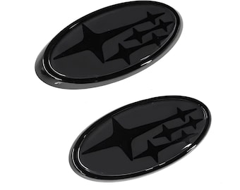 WRX/STI Front and Rear Badge Emblem Set (2015-2021) (Dark Gray with Black Stars)