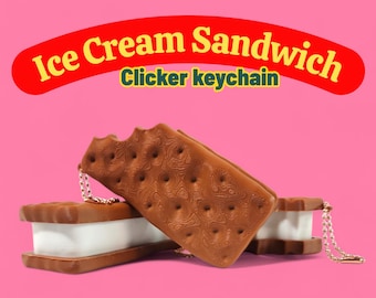 Ice Cream Sandwich Clicker-sleutelhanger | Fidget-toetje, sensorische stressverlichting