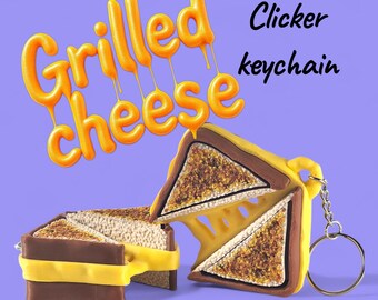 Llavero con forma de sándwich de queso a la parrilla / Juguete antiestrés adorable / Alivio del estrés sensorial / Llavero de comida / Adorno para bolso kawaii / Mini regalo impreso en 3D