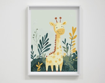 Giraffe poster for kids bedroom safari theme nursery art for baby bedroom jungle-themed decor safarie jungle-arte animals safari playroom