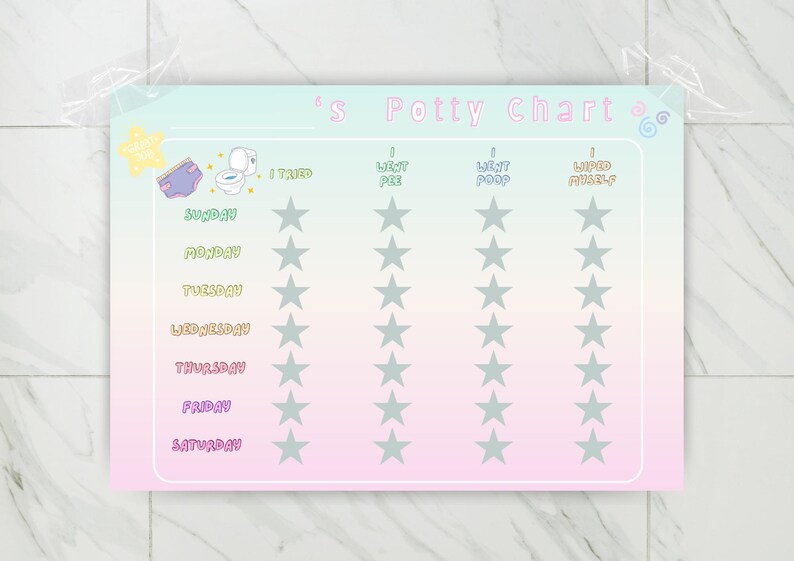 Restroom Rotation Charts Potty Training Chart, Reward Chart, Toddler Potty Chart, Girls Potty ...