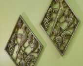 Set of Two Mid Century Wall Hangings / Birds