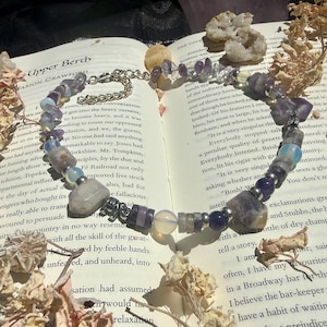 Amethyst w/ Opal & Silver Accents Necklace | Purple Elephant
