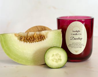Dewdrop Beeswax Candle: Hand-Poured, 9 oz, Merlot Glass Jar, Bamboo Lid, Organic