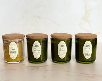Beeswax Candle Sampler: Hand-Poured, Glass Jar, Cork Lid, Garden Collection
