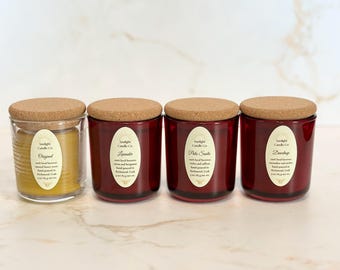Beeswax Candle Sampler: Hand-Poured, Glass Jar, Cork Lid, Botanical Collection