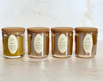 Beeswax Candle Sampler: Hand-Poured, Glass Jar, Cork Lid, Classic Collection