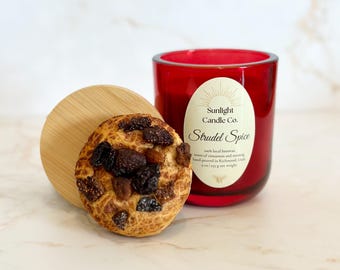 Strudel Spice Beeswax Candle: Hand-Poured, 9 oz, Ruby Glass Jar, Bamboo Lid, Organic