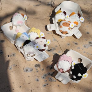 Gehaakte kittens in eierdoos, handgemaakte gehaakte kat, gehaakte kat knuffeldier, cadeaus voor kattenliefhebbers, gehaakte kat knuffel, zacht mollig poesje