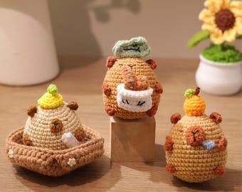 Crochet Baby Capybara,Handmade Crochet Capybara,Crochet Stuffed Animal,Gifts For Capybara Lovers,Car Keyring,Bag Decoration,Capybara Pattern