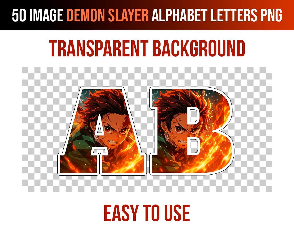 50 PNG Fonts (tanjiro) Demon Slayer - Etsy