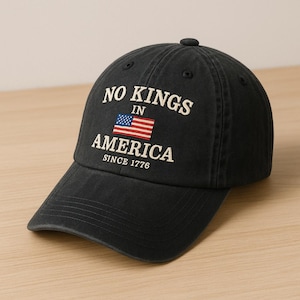 Embroidered No Kings In America Since 1776 Washed Hat, Pro Democracy Cap, Liberal Political Gift, Anti MAGA, Patriotic Freedom Retro Cap