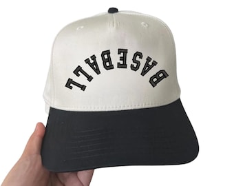 Embroidered Baseball Upside Down Text Hat, Baseball Cap, School Spirit Hat, Canvas Trucker Hat, Team Sports Fan Mom Gift, Baseball Lovers