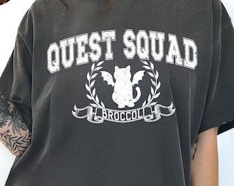 Quest Squad Broccoli Cat Onyx Storm Comfort Color T-shirt, vierde vleugel retro T-shirt, Ridoc Romantasy fanshirt, Booktok, Fantasy Reader cadeau