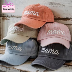 Embroidered Mama Hat, Custom Mom Hat, Custom Text Pastel Hat, Pregnancy Announcement Hat, Vintage Washed Cap, Mother&#39;s Day Gift for Mom