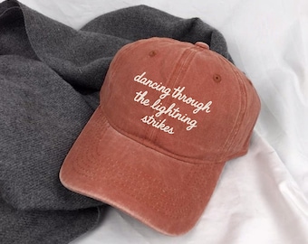 Embroidered Opalite Showgirl Hat, Dancing Through The Lightning Strikes Washed Cap, TS Inspired Hat, Now The Sky Is Opalite Retro Cap