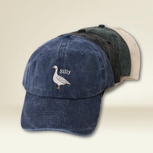 Embroidered Silly Goose Vintage Cap, Humorous Washed Hat, Mom Dad Wildlife Cap, Outdoor Animal Lover Camping Hat Washed Hat