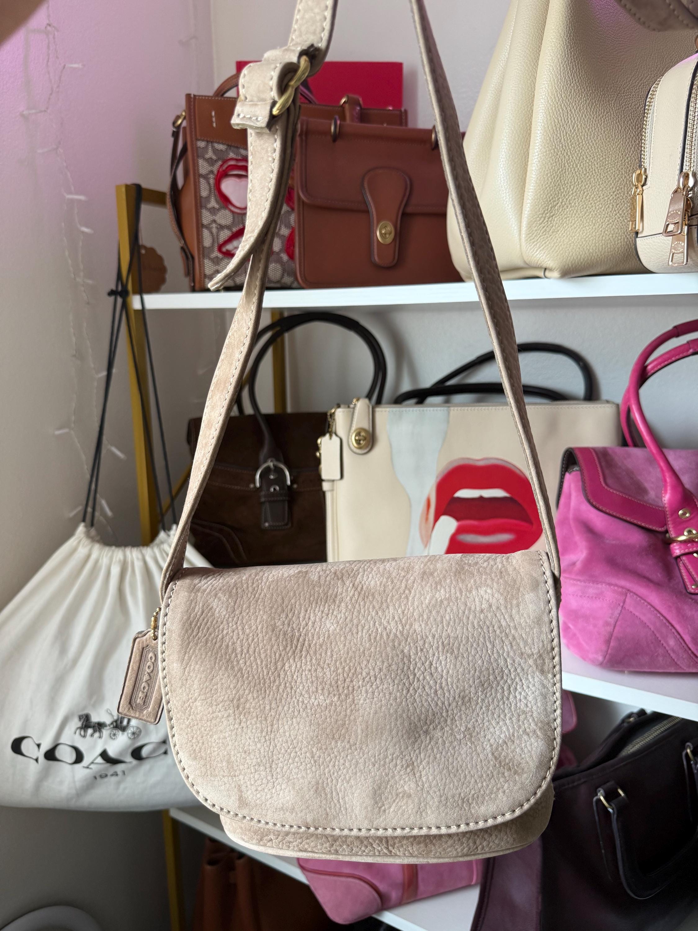 1996 Vintage Coach Small Flap Bag Nubuc #4946 - Etsy