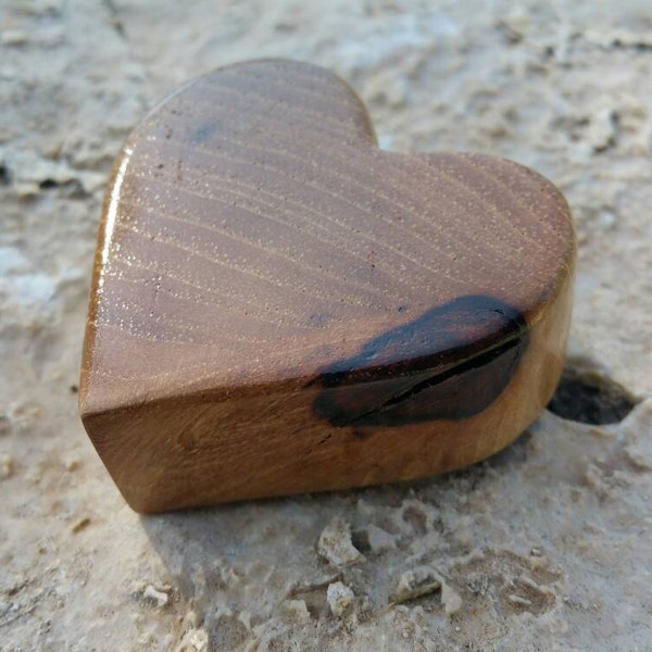 Beautiful spalted pecan heart magnet OOAK cut, kitchen decor