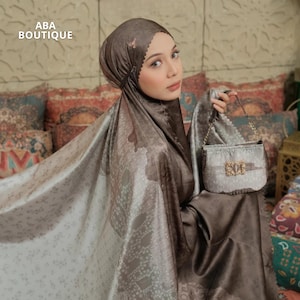 Prière islamique Mukena 2 en 1 adulte, Cadeau premium pour elle, Femmes musulmanes, Robe hijab, Omra Hajj, Mini vêtements Gamis, Mukena adulte unie en rayonne