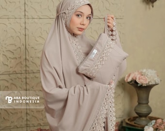 Ensemble de prière musulman en coton 2 en 1, hijab en dentelle, robe de prière avec pochette