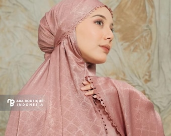 Silk Jacquard Prayer Set: 2in1 Muslim Mukena Hijab Dress