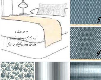 Reversible Blue Bed Scarf Runner: Bedroom Decor Jamestown Collection