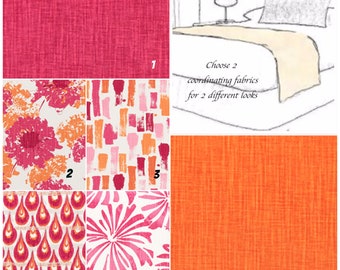 Pink bed scarf / bed runner / Orange bed runner / Hotel bedding /  bedroom decor /  bed cover / Blanket / Bedding / reversible bed runner