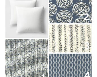 Blue Pillow Cover: Decorative Throw Pillow, Mix & Match Fabrics