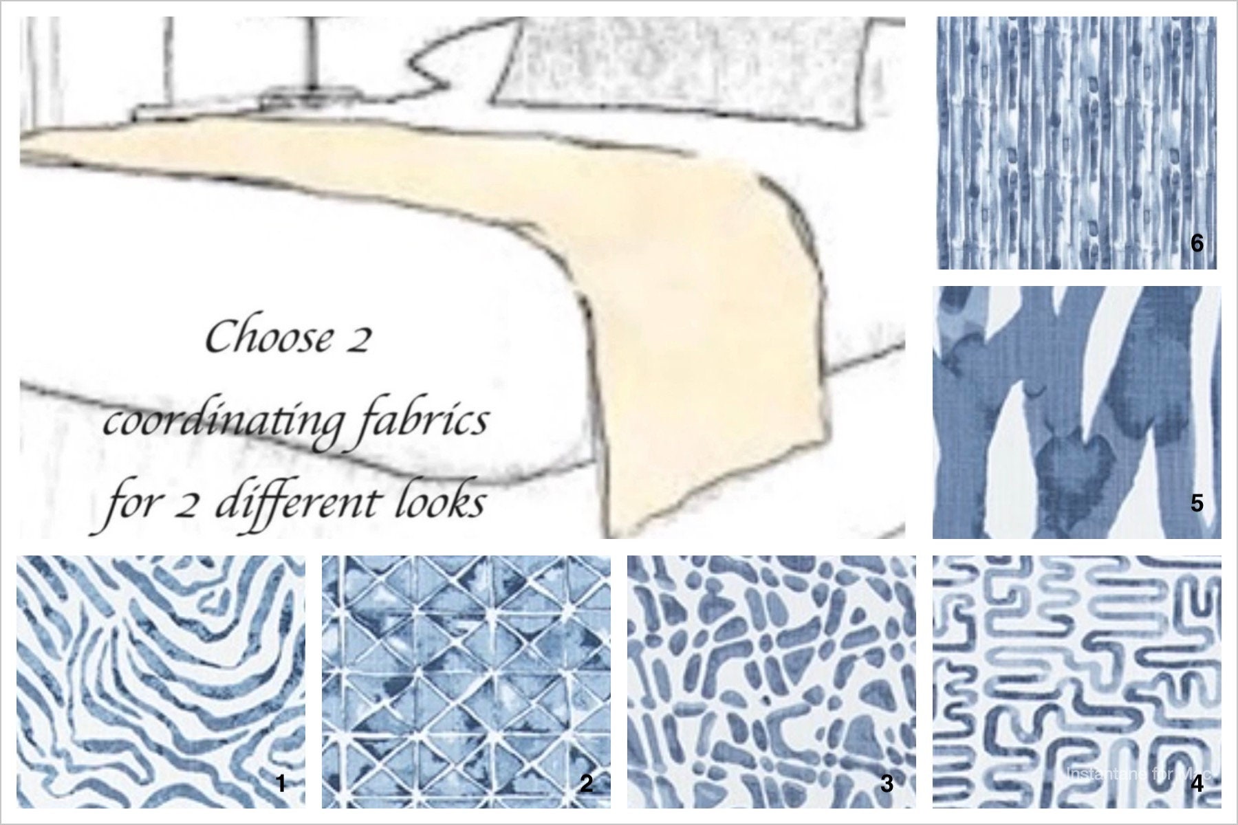 Blue Bed Scarf and Pillows Etsy