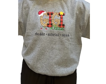 Gigi Claus sweatshirt, holiday sweatshirt, mama Claus, grandma Claus shirt, personalized clause sweatshirt,