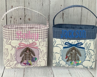 Personalized Easter Basket / Personalized Bunny Easter Basket for boy or girl/ Easter Gift Basket / Holiday Basket / Easter Bucket