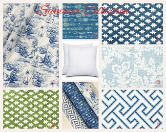 Blue Toile Pillow Cover: Mix Match Summer Collection Fabric Slipcover
