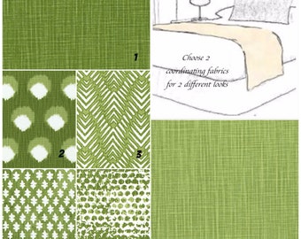 Reversible Green Bed Runner: Cotton Hotel Bedding Scarf