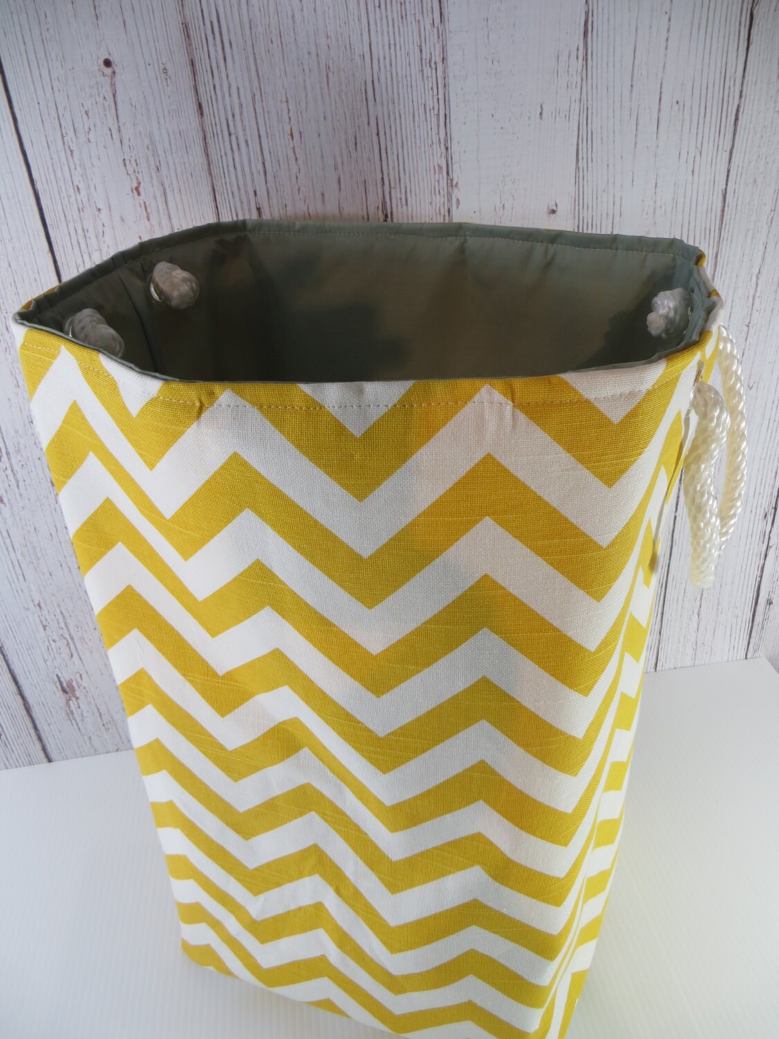 Laundry Hamper / Yellow Laundry Basket / Yellow Laundry Bin / Etsy