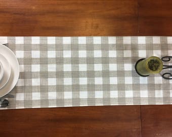 Buffalo check runner /  Plaid Table Runner / Farm House Table Runner /  Beige table runner / Table linens / rustic wedding / rustic table