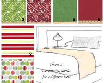 Reversible Holiday Runner: Red and Green Cotton Bed Scarf