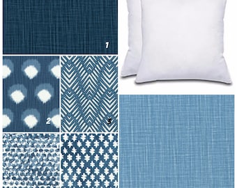 Navy Blue Zippered Pillow Cover: Double Sided Decorative Throw Pillow, Mix & Match Fabrics