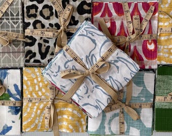 Designer Fabric Remnant Bundle: Pre-Cut Craft Squares